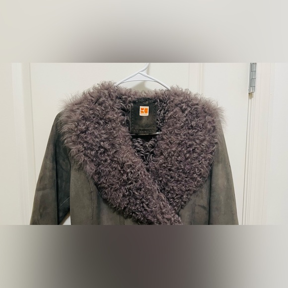 Hugo Boss Orange Shearling Lamb Leather Coat - Picture 2 of 7